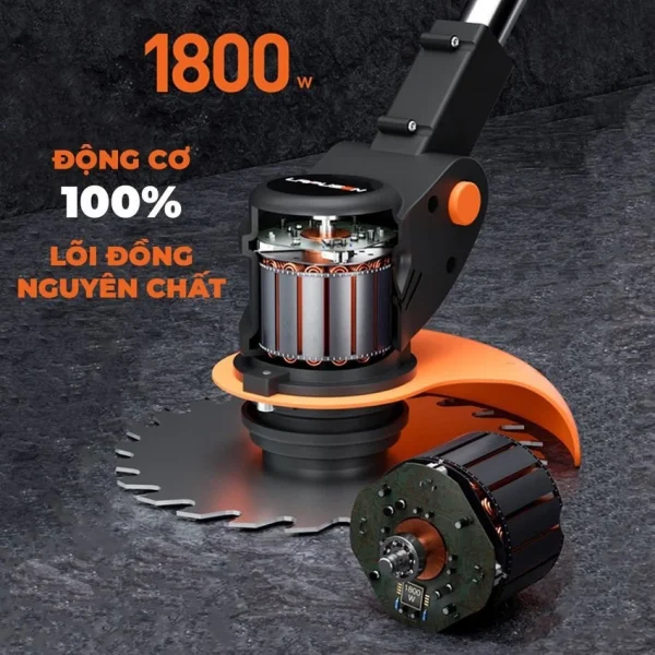 Máy cắt cỏ dùng pin LAPUSEN 198v, Máy phát cỏ cầm tay chân pin phổ thông 4cm tặng bộ 8 lưỡi cắt