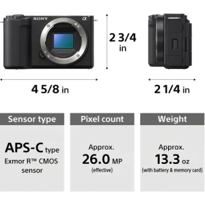 Sony camera specifications and dimensions