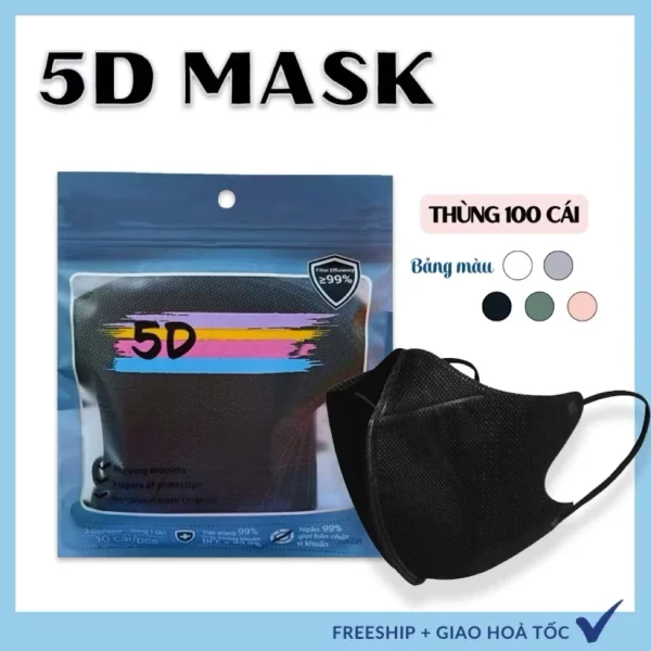 khẩu trang 5D(Bán Chạy)  3 lớp kháng khuẩn chống nắng chống bụi chống tia UV