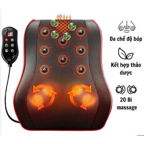 Gối Massage Cổ Vai Gáy Hồng Ngoại Có Điều Kiển Hỗ Trợ Giảm Nhức Mỏi Toàn Thân Hiệu Quả